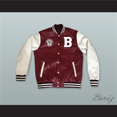 Beacon Hills Cyclones Lacrosse Maroon and White Lab Leather Varsity Letterman Jacket