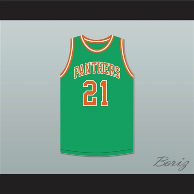 Bill Sharman 21 Porterville High School Panthers Green Basketball Jersey 1