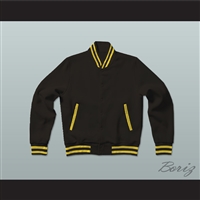 Black and Yellow Varsity Letterman Jacket-Style Sweatshirt