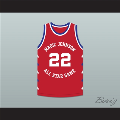 Rolando Blackman 22 Magic Johnson All Star Game Red Basketball Jersey 1990 Midsummer Night's Magic Charity Event