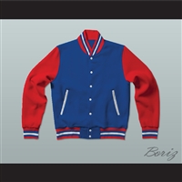 Blue, Red and White Varsity Letterman Jacket-Style Sweatshirt