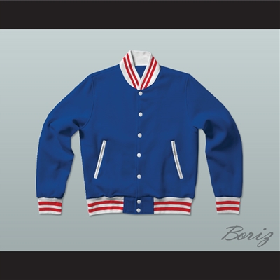 Blue, Red, and White Varsity Letterman Jacket-Style Sweatshirt