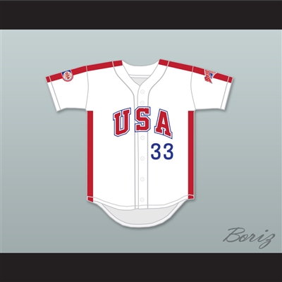 Bob Caffrey 33 1984 USA Team White Button Down Baseball Jersey
