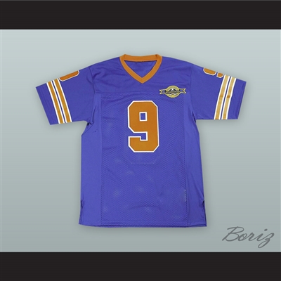 Bobby Boucher 9 Mud Dogs Blue Football Jersey with Bourbon Bowl Patch