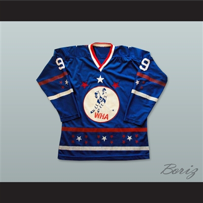 WHA 1972-73 Bobby Hull 9 All Star Blue Hockey Jersey