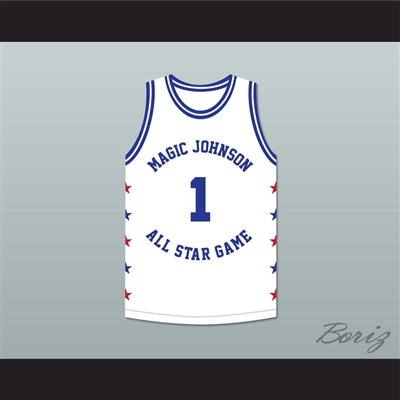 Muggsy Bogues 1 Magic Johnson All Star Game White Basketball Jersey 1988 Midsummer Night's Magic Charity Event