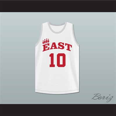 Troy Bolton 10 East High School Wildcats White Practice Basketball Jersey