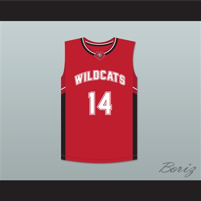 Troy Bolton 14 East High School Wildcats Red Basketball Jersey