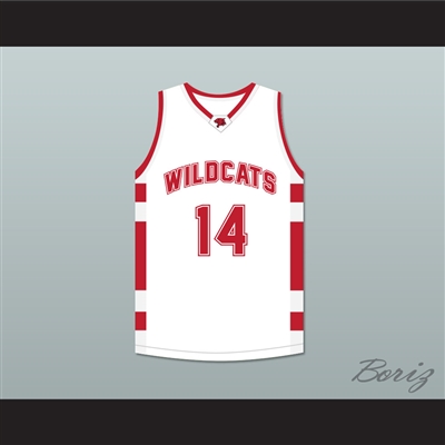 Troy Bolton 14 East High School Wildcats White Basketball Jersey