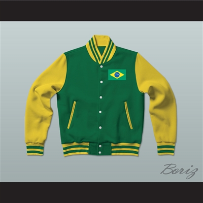 Brazil Varsity Letterman Jacket-Style Sweatshirt