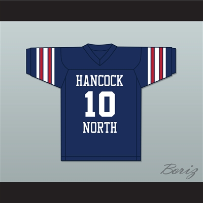 Brett Favre 10 Hancock North Central High School Hawks Navy Blue Football Jersey 3