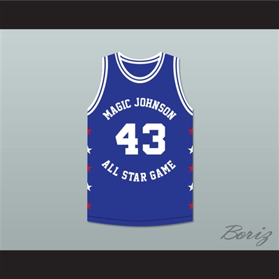 Frank Brickowski 43 Magic Johnson All Star Game Blue Basketball Jersey 1989 Midsummer Night's Magic Charity Event