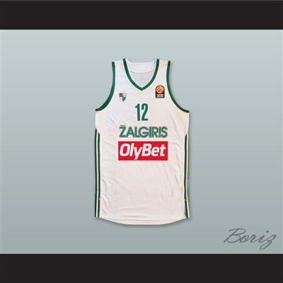 Brock Motum 12 BC Zalgiris Kaunas Lithuania White Basketball Jersey