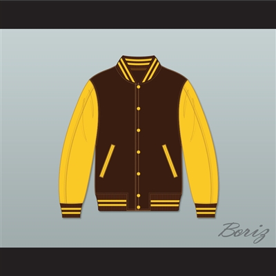 Broome Dusters Brown and Yellow Varsity Letterman Jacket-Style Sweatshirt 1