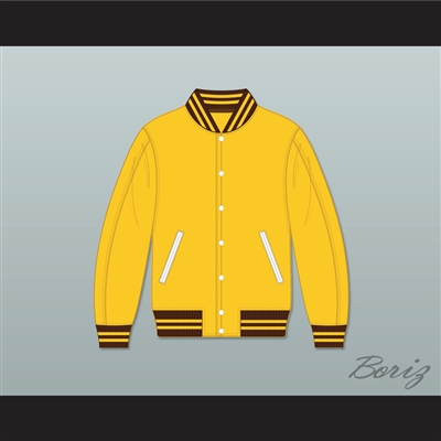 Broome Dusters Yellow Varsity Letterman Jacket-Style Sweatshirt 1