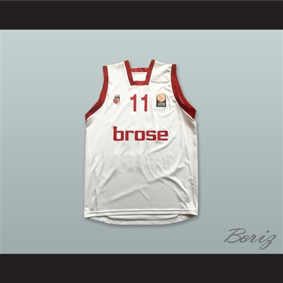Brose Bamberg Germany 11 White Basketball Jersey