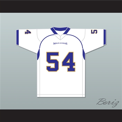 Montrail 'Money' Brown 54 Manassas Tigers High School White Football Jersey Undefeated
