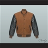 Brown Wool and Black Lab Leather Varsity Letterman Jacket