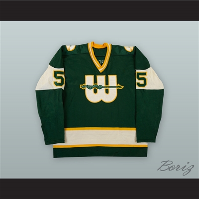1975-77 WHA Ron Busniuk 5 New England Whalers Green Hockey Jersey