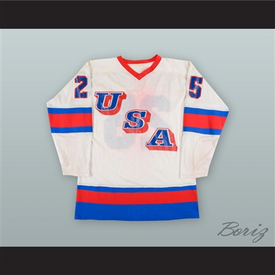 Buzz Schneider 25 USA National Team White Hockey Jersey