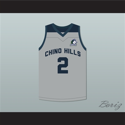 Lonzo Ball 2 Chino Hills Huskies Gray Basketball Jersey with Patch