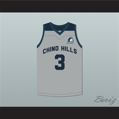 LiAngelo Ball 3 Chino Hills Huskies Gray Basketball Jersey with Patch