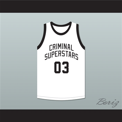 Bonnie & Clyde Criminal Superstars Clyde 03 White Basketball Jersey
