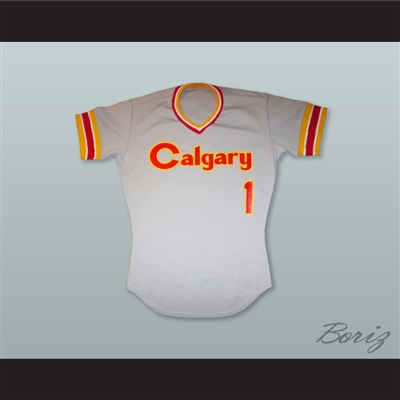 Calgary Cannons 1 Gray Baseball Jersey