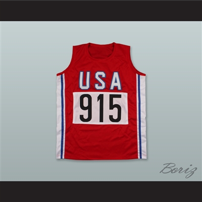 Carl Lewis 915 Team USA Red Track and Field Jersey