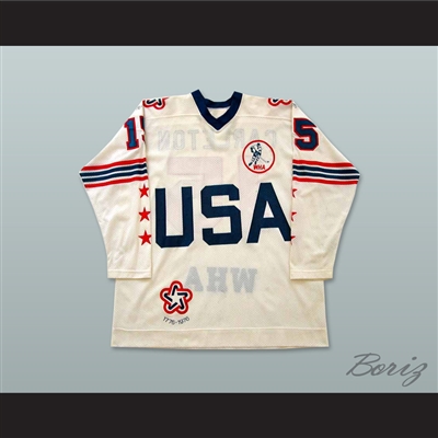 WHA 1975-76 Wayne Carleton 15 All Star White Hockey Jersey
