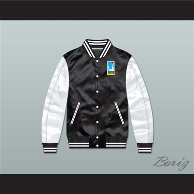 Charlotte Beat Black/ White Varsity Letterman Satin Bomber Jacket