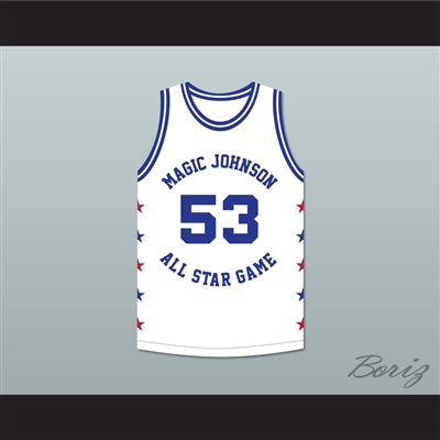 Cliff Levingston 53 Magic Johnson All Star Game White Basketball Jersey 1986 Midsummer Night's Magic Charity Event