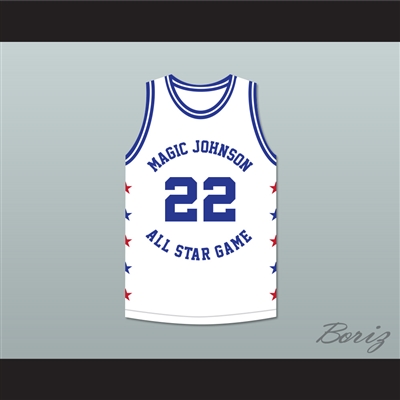 Clyde Drexler 22 Magic Johnson All Star Game White Basketball Jersey 1988 Midsummer Night's Magic Charity Event