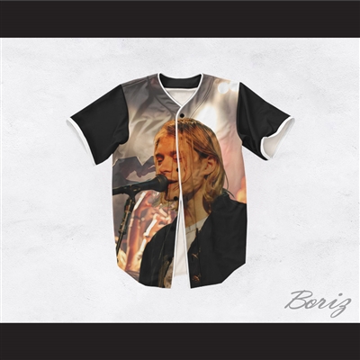 Kurt Cobain 20 Nirvana Hand Hearts Singing Baseball Jersey