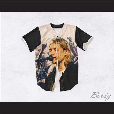 Kurt Cobain 20 Nirvana Hands Up Singing Baseball Jersey