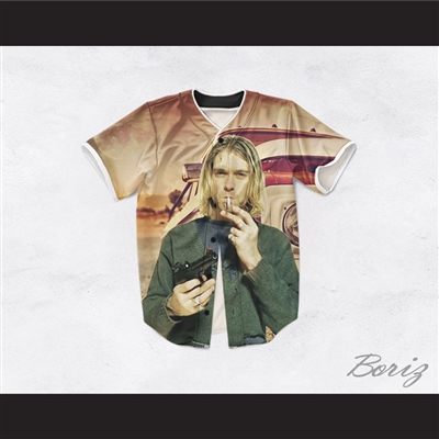Kurt Cobain 20 Smoking Pistol Truck in the Desert Baseball Jersey