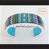 P Middleton Cobblestone Micro Inlay Cuff Bracelet Sterling Silver .925 Micro Inlay Stones