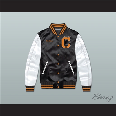 Cochise Cooley High School Black/ White Varsity Letterman Satin Bomber Jacket