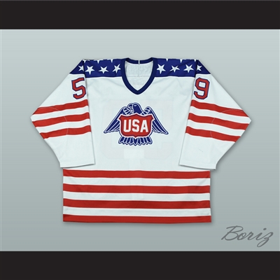 Cole Caufield 59 Eagle USA White Hockey Jersey