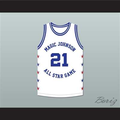 Michael Cooper 21 Magic Johnson All Star Game White Basketball Jersey 1989 Midsummer Night's Magic Charity Event