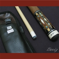 Boriz Billiards Brown Snake Skin Leather Grip Pool Cue Stick Original Inlay Artwork