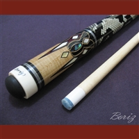 Boriz Billiards Laminated Snake Skin Grip Pool Cue Stick Original Inlay Artwork