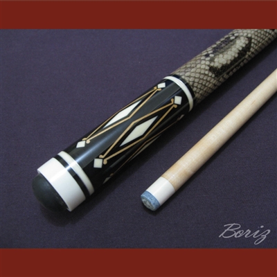 Boriz Billiards Laminated Snake Skin Grip Pool Cue Stick Original Inlay Artwork