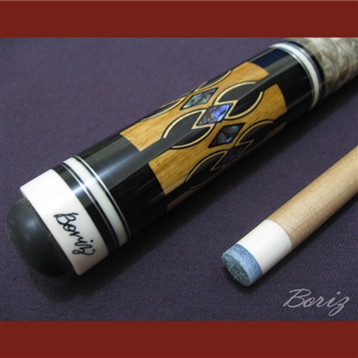 Boriz Billiards Laminated Snake Skin Grip Pool Cue Stick Original Inlay Artwork
