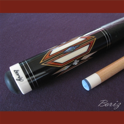 Boriz Billiards Black Leather Grip Pool Cue Stick Original Inlay Artwork