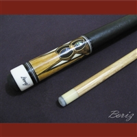 Boriz Billiards Black Leather Grip Pool Cue Stick Original Inlay Artwork