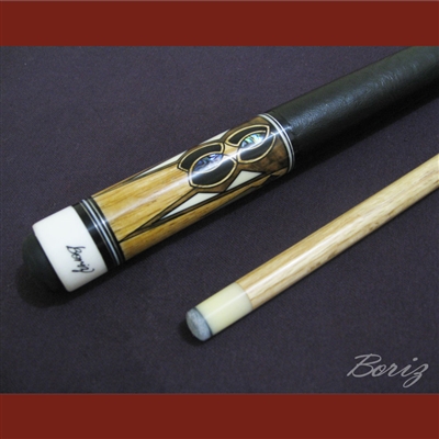 Boriz Billiards Black Leather Grip Pool Cue Stick Original Inlay Artwork