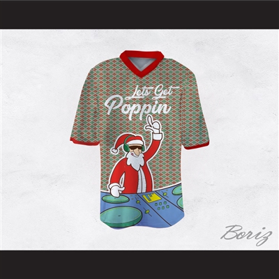 DJ Santa Claus Let's Get Poppin Ugly Christmas Sweater Dye Sub Print Gray Football Jersey
