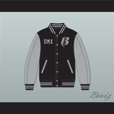 DMX Ruff Ryders Black and Gray Varsity Letterman Jacket-Style Sweatshirt