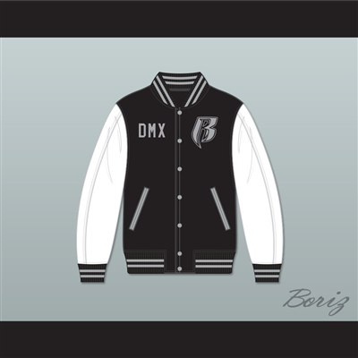 DMX Ruff Ryders Black and White Varsity Letterman Jacket-Style Sweatshirt